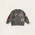 Dark grey knitted cardigan for boys with colorful star patterns and a metal zipper - 80 / Grey Colorful Stars (Pre-sale)