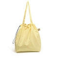 Minimalist light yellow nylon bucket bag with drawstring closure and shoulder strap - Yellow