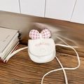 Sac bandoulière blanc pour filles en similicuir avec nœud rose et chat brodé - Blanc
