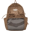 Japanischer niedlicher brauner Nylon-Schulrucksack mit Schleife und Netztasche für Mädchen - Khaki