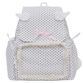 Zaino carino a pois bianchi e neri con ali di peluche e fiocco di seta rosa - Bianco