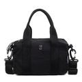 Bolso bandolera chic de nailon negro con asas dobles y correa desmontable - Negro