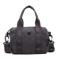 Bolso tote versátil de nailon gris con asas resistentes y correa de hombro extraíble - gris oscuro