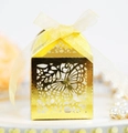 Elegant gold hollow butterfly wedding favor box with ribbon for candy and gift packaging - Reflective Gold
