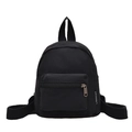 Classic black nylon mini backpack featuring adjustable straps and front zip pocket - Black