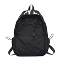 Grand sac à dos noir en nylon décontracté avec imprimé PY D blanc et détails rouges - Noir