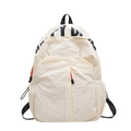 Sac à dos minimaliste en nylon blanc cassé avec lettrage et tirettes de zip rouges - Blanc Cassé