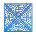 Elegante invito quadrato blu glitterato con taglio laser e motivi floreali europei - Blu Reale Scintillante