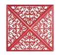 Partecipazione quadrata rossa glitterata con eleganti motivi floreali tagliati a laser - Rosso Scintillante