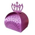 Boîte à bonbons de mariage en papier perlé violet avec couronne découpée au laser et motifs - Violet foncé