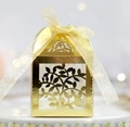 Scatola regalo dorata tagliata al laser con nastro d'organza per matrimoni e feste - Oro Riflettente