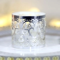 Silver laser-cut napkin ring with hollow heart patterns for wedding table decoration - Reflective Silver