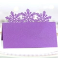 Purple laser-cut snowflake place cards for Christmas weddings and winter events - Dark Purple