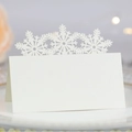 Elegant white laser-cut snowflake place cards with pearlescent finish for wedding and party - Ivory