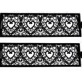 Elegant black laser-cut napkin ring with intricate heart vine pattern for table decor - Black