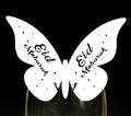 Lasergeschnittene Schmetterling-Becherkarte mit Eid Mubarak Aufdruck für festliche Dekoration - Weiß