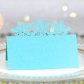 Sky blue glitter snowflake place card with laser-cut design for elegant weddings - Tiffany Blue
