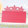 Red glitter Christmas snowflake place card with laser-cut hollow tent design - Pearlescent Red