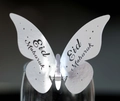 Silver Eid Mubarak butterfly glass card featuring pearl paper and star pattern - Reflective Silver