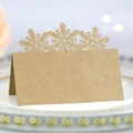 Brown kraft paper snowflake place card with laser-cut hollow design for weddings - Kraft Paper