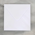 Square white V-flap envelope for invitations on a marble background with gray mesh - Western Square Pearlescent