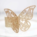 Sparkling gold glitter paper butterfly napkin ring with laser-cut filigree floral pattern - Glitter Rose Gold