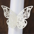 Sparkling silver glitter butterfly napkin ring with intricate laser-cut floral details - Glitter Ivory