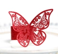 Servilletero de mariposa roja con purpurina y calado láser para decoración de mesas - Rojo con Purpurina