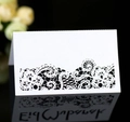Laser cut white wedding table seat card with delicate lace hollow pattern for Eid Mubarak - White