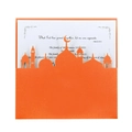 Laser cut invitation card with orange palace silhouette and elegant white insert card - Orange Red