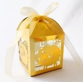 Scatola regalo a forma di pecora in oro tagliata al laser con elegante fiocco bianco - Oro Riflettente