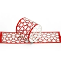 Red laser-cut hollow napkin ring with geometric star pattern for wedding hotel decor - Reflective Bright Red
