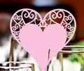Pink heart-shaped laser-cut place cards for wedding decorations and party table settings - Pink