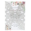 Invito matrimonio a farfalla tagliato al laser con glitter argento e inserto floreale - Argento