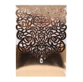 Elegant rose gold laser-cut floral wedding invitation with a teardrop crystal accent - Reflective Rose Gold