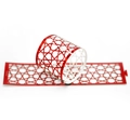 Elegant red laser-cut napkin ring with geometric star pattern for wedding party decoration - Reflective Bright Red