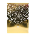 Elegant gold laser cut rose wedding invitation with pearl paper and crystal detail - Reflective Gold