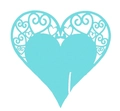 Sky blue heart-shaped laser cut card with intricate hollow pattern for weddings - Tiffany Blue