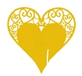 Laser-cut heart-shaped laser card decoration in brilliant gold finish for weddings - Gold Yellow