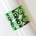 Green reflective hollow napkin ring with laser-cut geometric patterns for weddings - Reflective Green