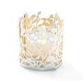 Portacandele in metallo traforato con rose e foglie per decorazioni festive e matrimoni - Argento Riflettente