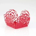 Laser-cut red rose hollow cupcake wrapper for wedding party and dessert decoration - Pearlescent Red