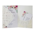 Elegante set di inviti di nozze intagliati al laser con custodia crema e carta RSVP floreale - Avorio