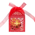 Scatola regalo rossa glitterata con croce e nastro di raso per cioccolatini e dolci - Rosso Scintillante