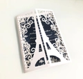 Laser-cut Eiffel Tower wedding invitation set with white outer shell and navy inner card - White
