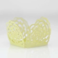 Pale yellow laser-cut cupcake wrappers with elegant rose floral lace pattern - Light Green