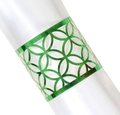 Servilletero con corte láser y diseño floral geométrico en color verde perlado - Verde Reflectante
