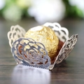 Elegant laser-cut silver pearl hollow rose chocolate wrapper for wedding party decor - Reflective Silver