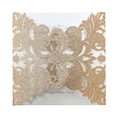 Elegant gold glitter laser cut square wedding invitation with floral damask pattern - Glitter Champagne Gold
