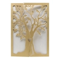 Biglietto invito Albero della Vita in cartoncino dorato tagliato al laser con cuore e sagome - Beige Oro